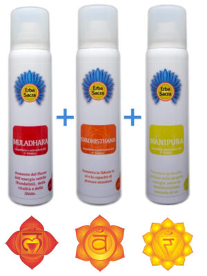 Cofanetto di 3 Spray per il Riequilibrio dei Chakra "Bassi"
